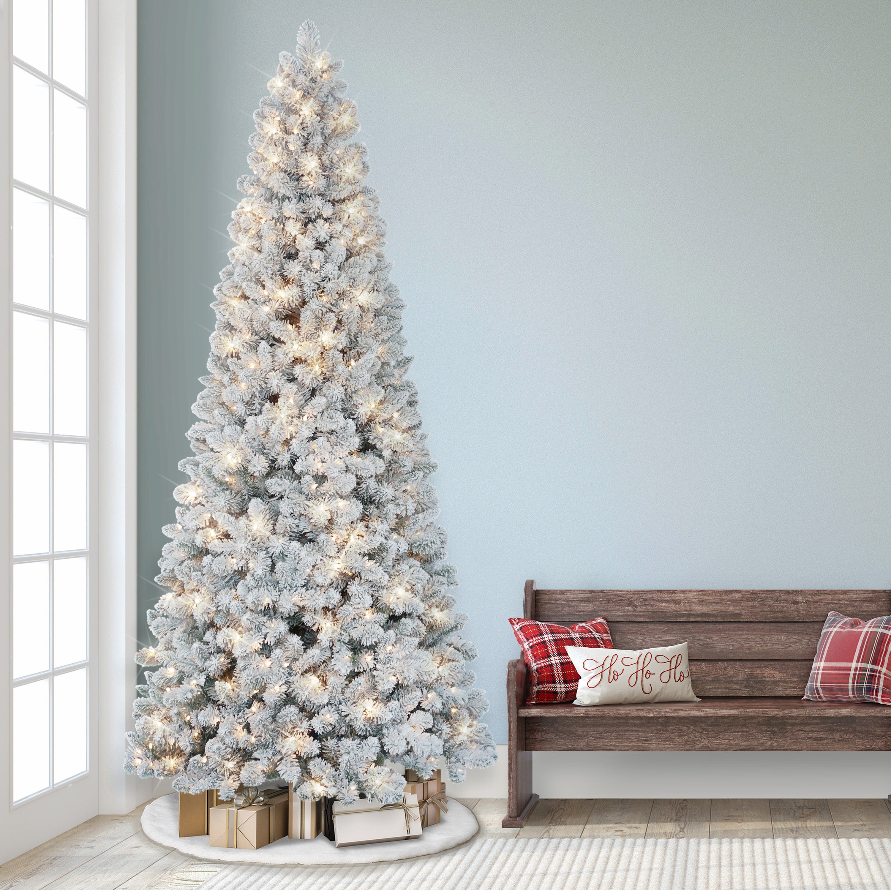 9ft Pre-lit Flocked Virginia Pine Tree